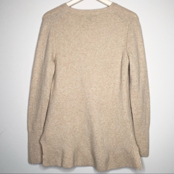 J.CREW VNeck Pocket Tunic Sweater Tan Wool Alpaca - Picture 2 of 5